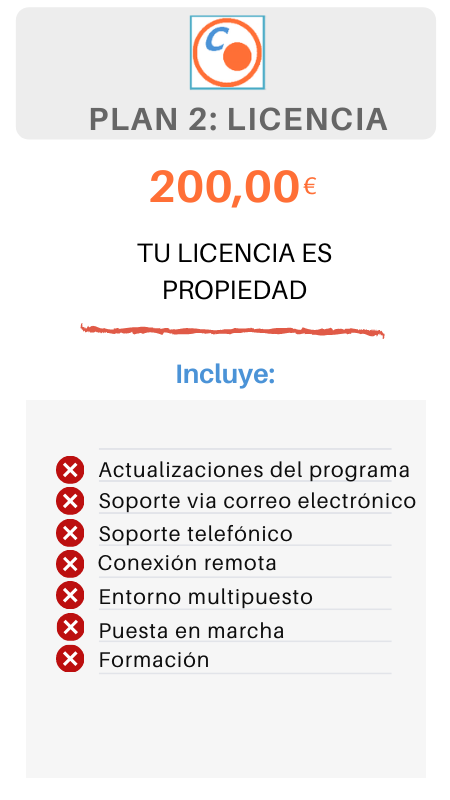 Plan2:LICENCIA, del programa de contabilidad en Andalucia SIMConta20